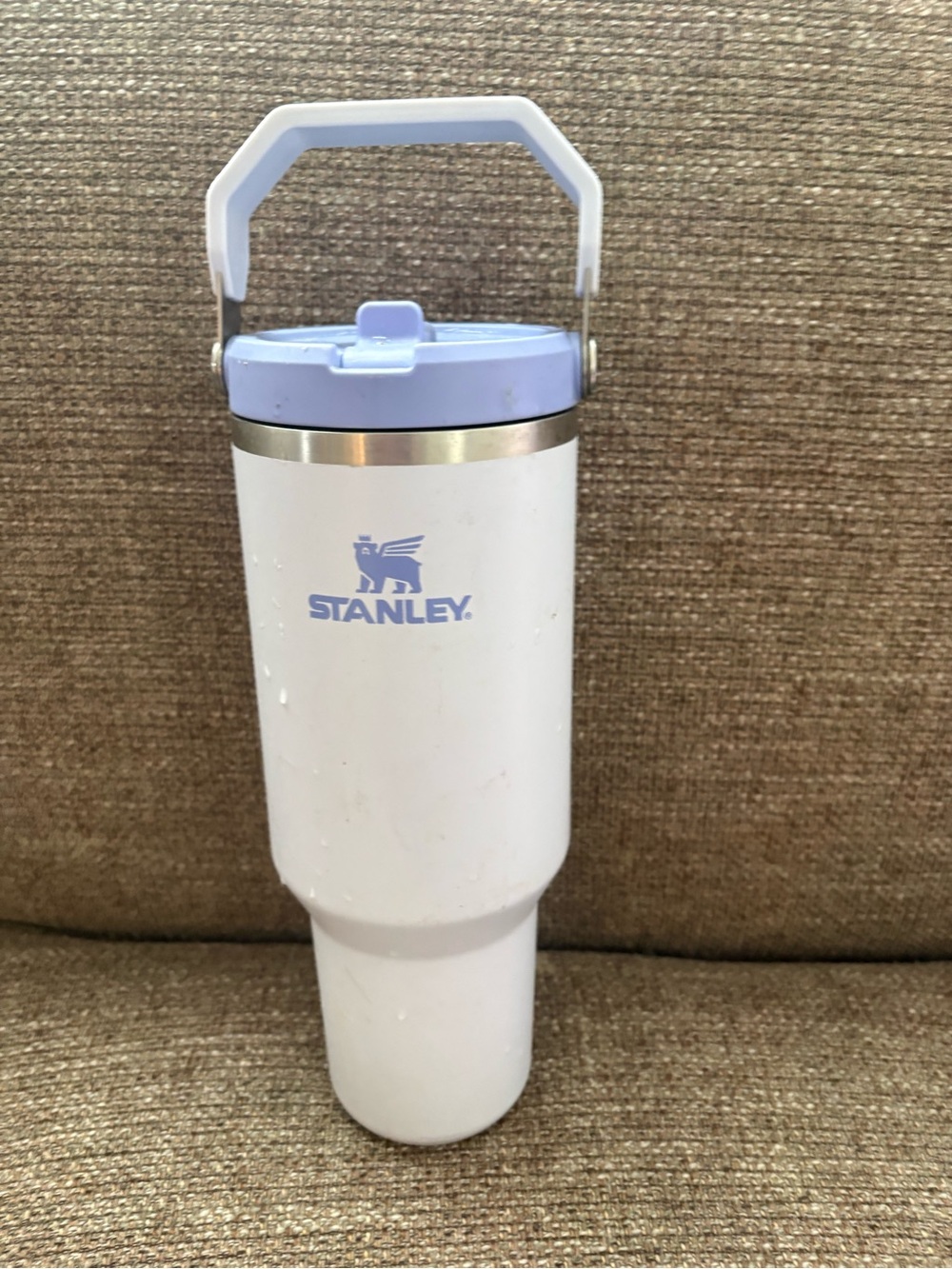 Stanley White and Lavender Insulated Travel Tumbler with Handle